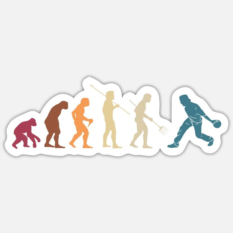 Lustiges Bowling Kegeln Evolution Geschenk Sticker Größe S (10 x 10 cm)