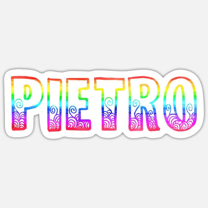 pietro rs regenbogen - Sticker Größe S (10 x 10 cm) - Mattweiß