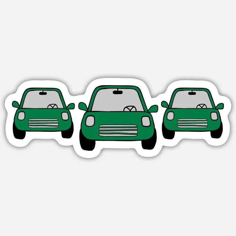 3 Autos Comic - Sticker Größe S (10 x 10 cm) - Mattweiß