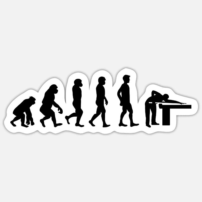 Billard Evolution - Sticker Größe S (10 x 10 cm) - Mattweiß