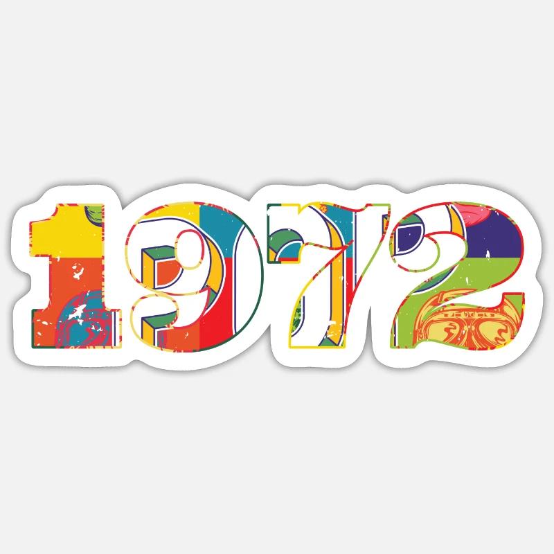 Pop Art 1972 - Millésime - Année de construction - Année de construction - Sticker taille S (10 x 10 cm) - blanc mat