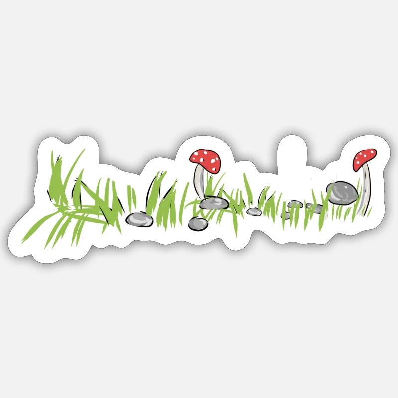 Herbe Nature Champignon Surface Sol Sticker taille S (10 x 10 cm)