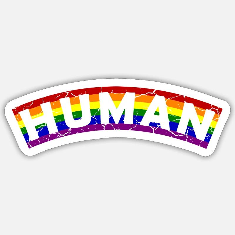 Human Pride Flag Design - Sticker size S (10 x 10 cm) - white matte
