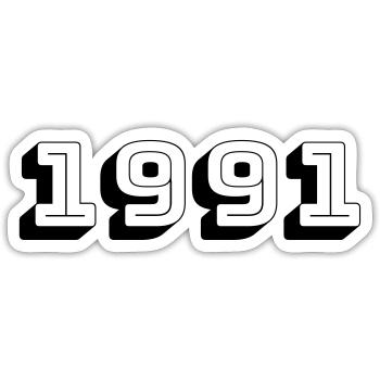 Année de naissance 1991 Cadeau - Sticker taille S (10 x 10 cm) - blanc mat - Devant