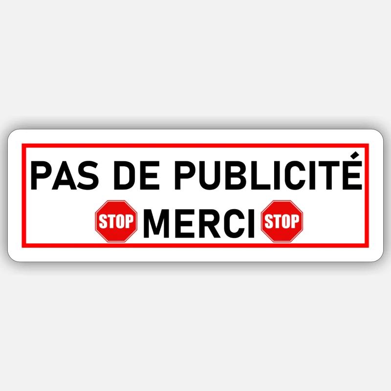 Pas de PUB - Sticker taille S (10 x 10 cm) - blanc mat