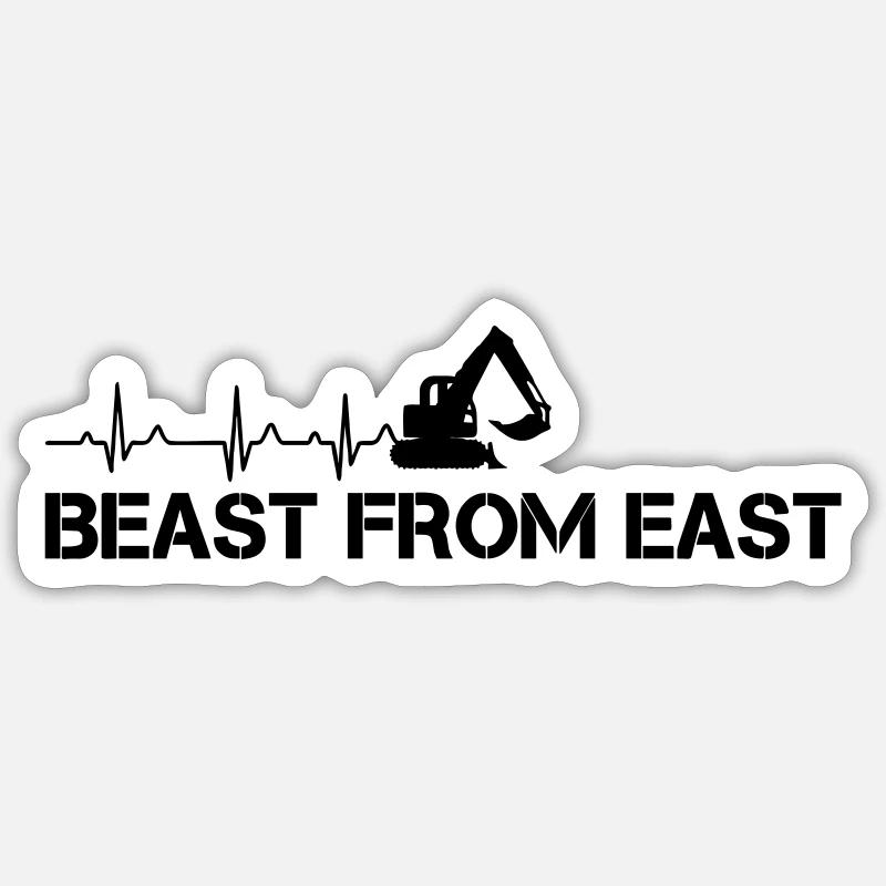 Baggerfahrer - Sticker Größe S (10 x 10 cm) - Mattweiß
