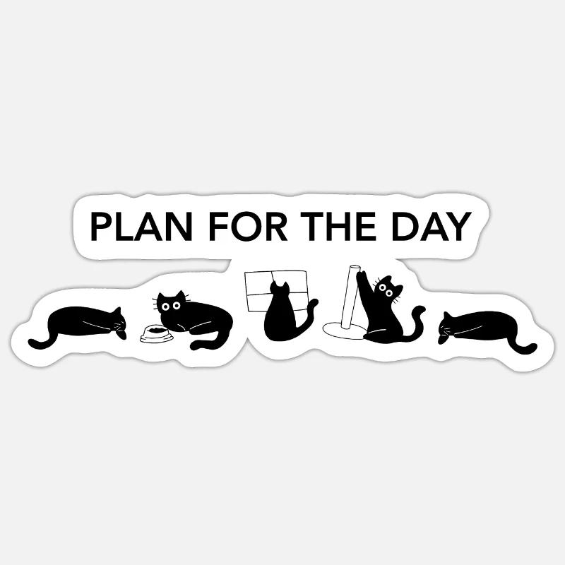 Journée parfaite d'un chat Sticker taille S (10 x 10 cm)