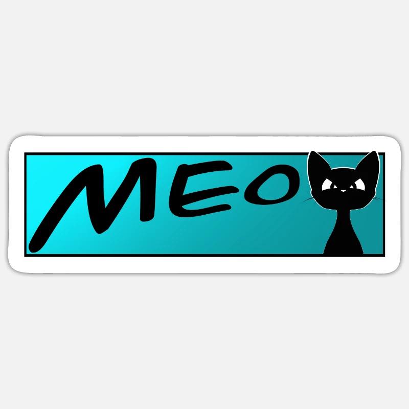chat mignon MEOW chats chat chat - Sticker taille S (10 x 10 cm) - blanc mat