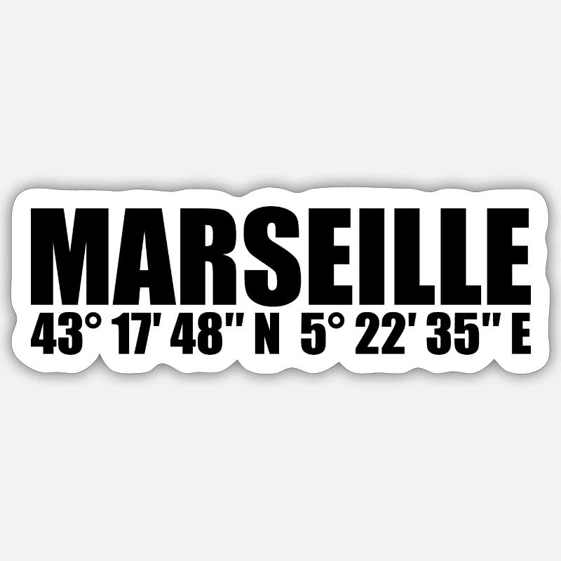 Marseille coordinates Sticker size S (10 x 10 cm)