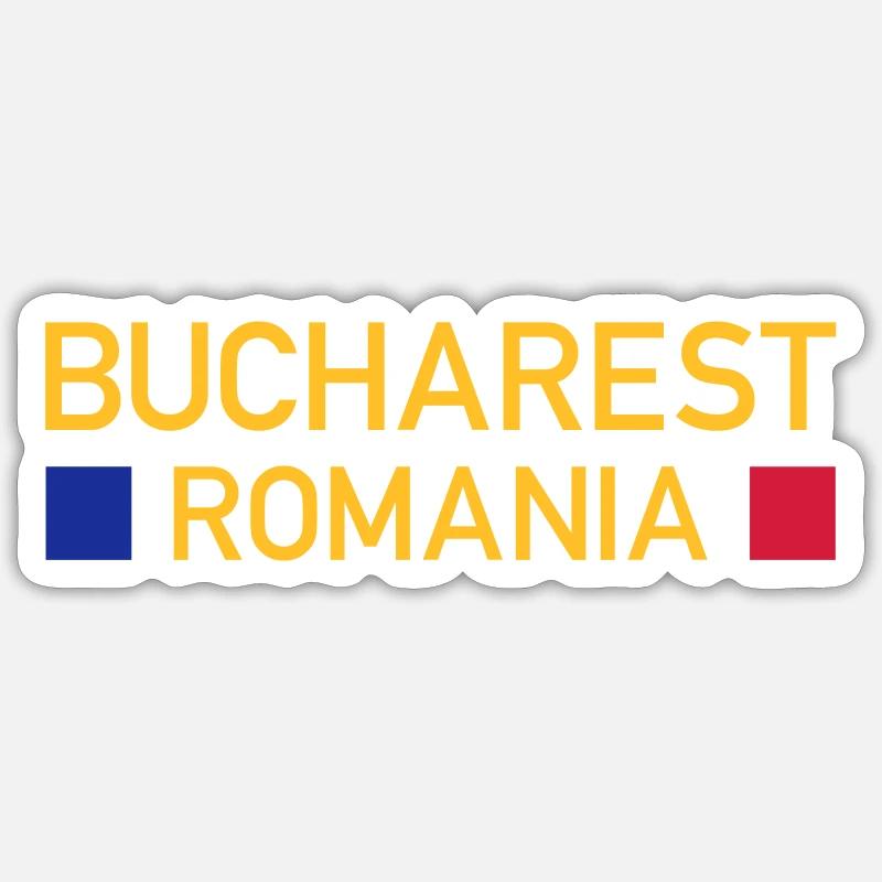Bucarest, Roumanie (deux places) - Sticker taille S (10 x 10 cm) - blanc mat