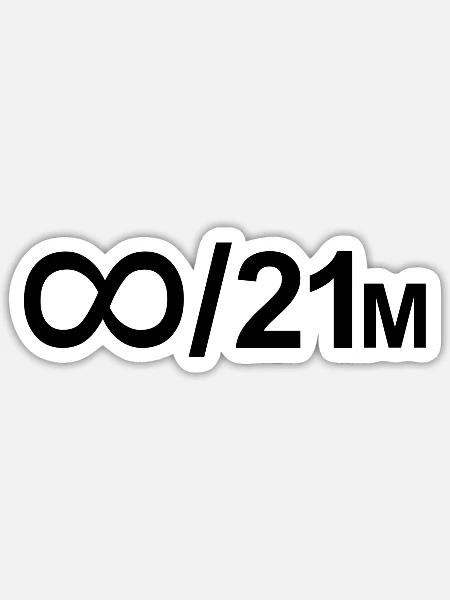 Bitcoin Unendlich durch 21 Millionen - Sticker Größe S (10 x 10 cm) - Mattweiß