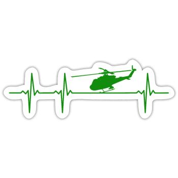 Hélicoptère Hélicoptère Heli Heartbeat - Sticker taille S (10 x 10 cm) - blanc mat - Devant
