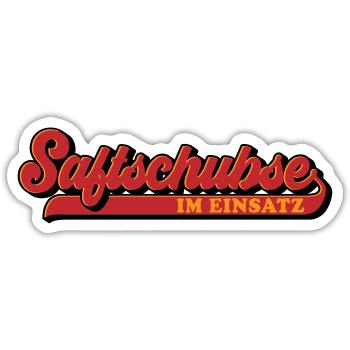 Farben änderbar | Saftschubse im Einsatz - Sticker Größe S (10 x 10 cm) - Mattweiß - Vorne