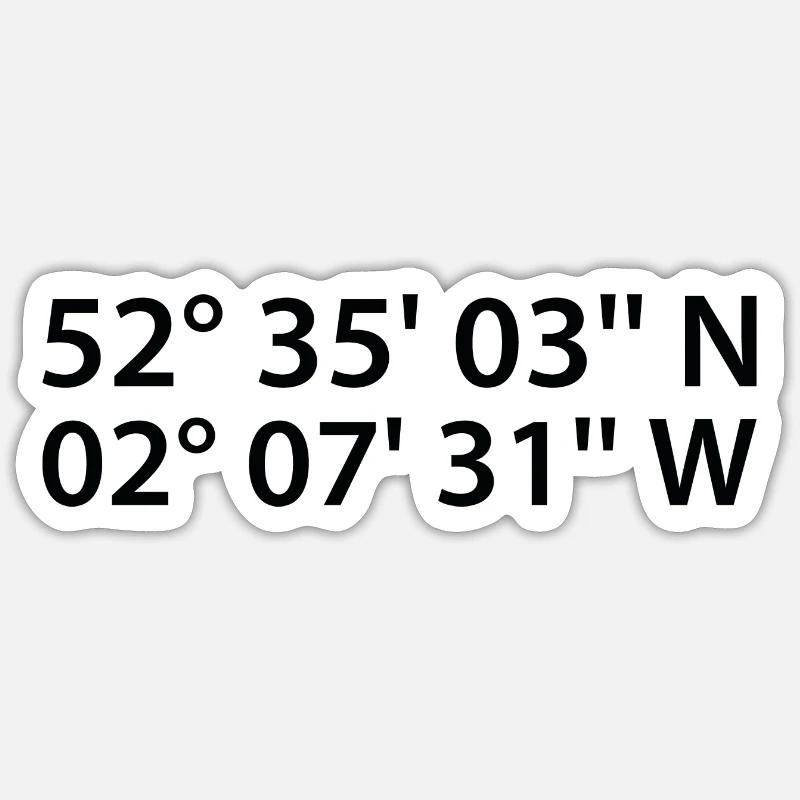 Wolverhampton Koordinaten - Sticker Größe S (10 x 10 cm) - Mattweiß