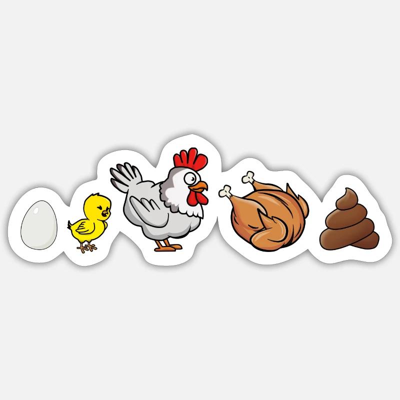 Évolution du poulet - Sticker taille S (10 x 10 cm) - blanc mat