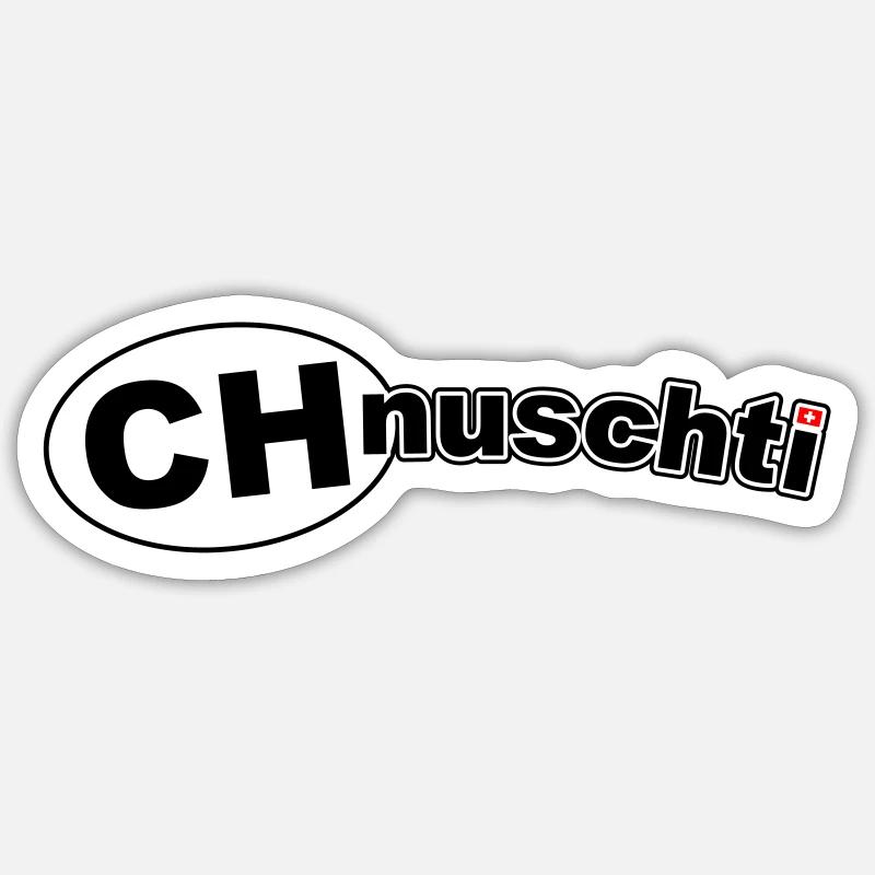 CHnuschti - Sticker taille S (10 x 10 cm) - blanc mat