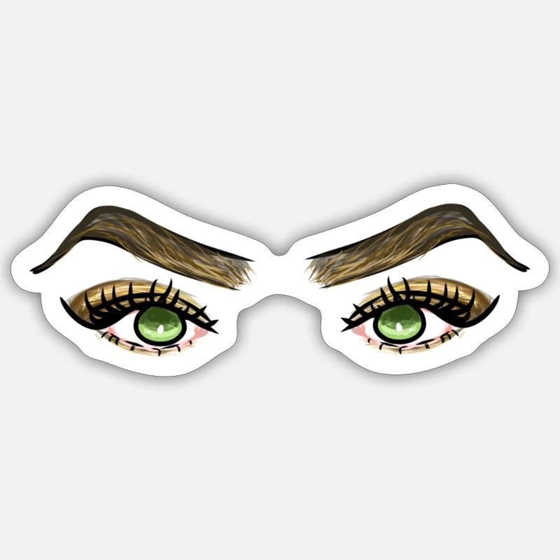 yeux verts - Sticker taille S (10 x 10 cm) - blanc mat