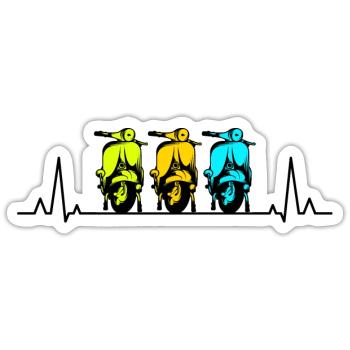 Scooter Rider Scootering Motorbike Moped Heartbeat - Sticker size S (10 x 10 cm) - white matte - Front