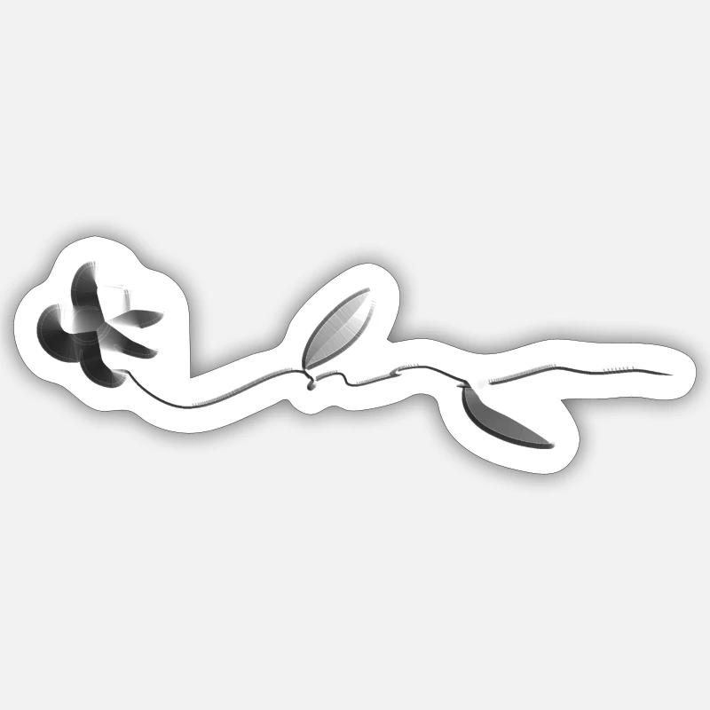 rosier à fleurs grises - Sticker taille S (10 x 10 cm) - blanc mat