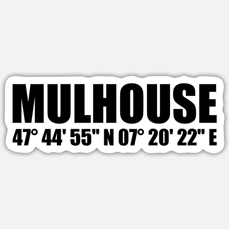 Coordonnées de Mulhouse - Sticker taille S (10 x 10 cm) - blanc mat