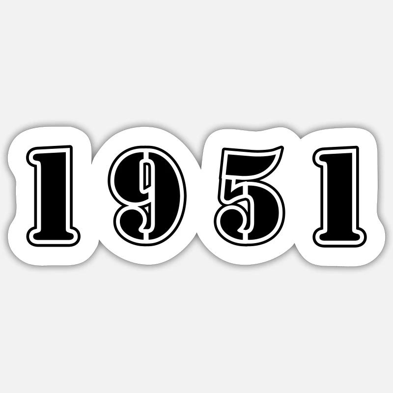 1951 anniversaire - Sticker taille S (10 x 10 cm) - blanc mat