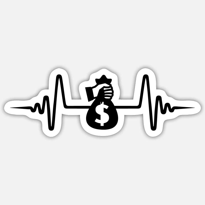 Argent Argent Pulse Cash Sticker taille S (10 x 10 cm)
