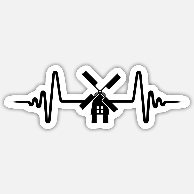 Windmill Pulse Silhouette - Sticker taille S (10 x 10 cm) - blanc mat
