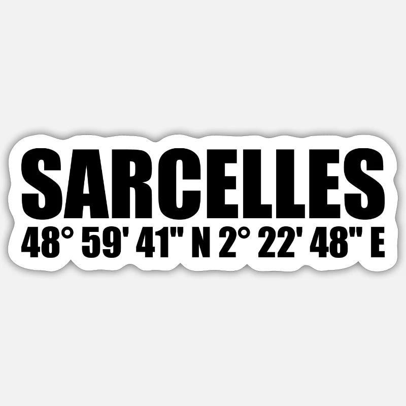 Coordonnées de Sarcelles - Sticker taille S (10 x 10 cm) - blanc mat