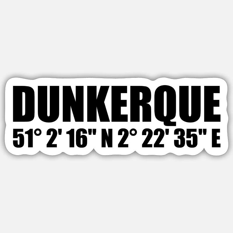 Coordonnées de Dunkerque - Sticker taille S (10 x 10 cm) - blanc mat