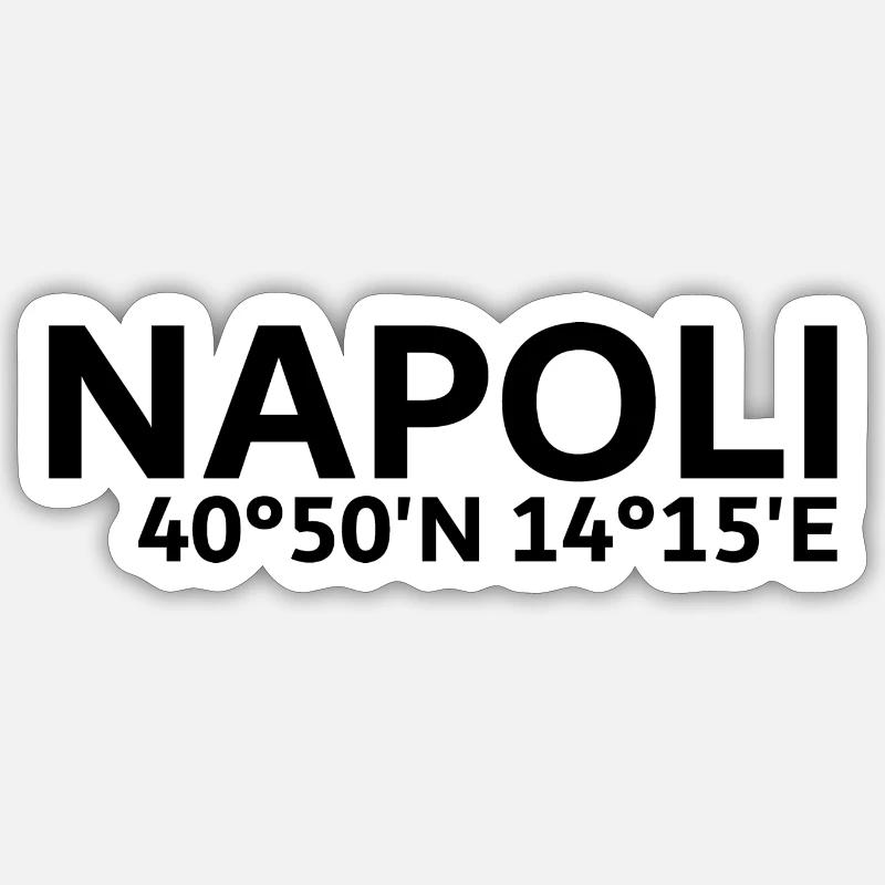 Coordonnées de Naples - Sticker taille S (10 x 10 cm) - blanc mat