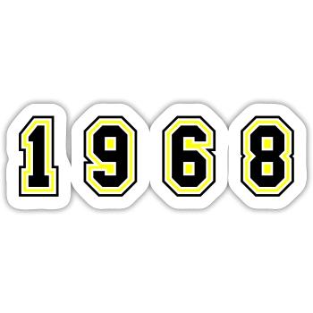 1968 Jahr Zahl - Sticker Größe S (10 x 10 cm) - Mattweiß - Vorne
