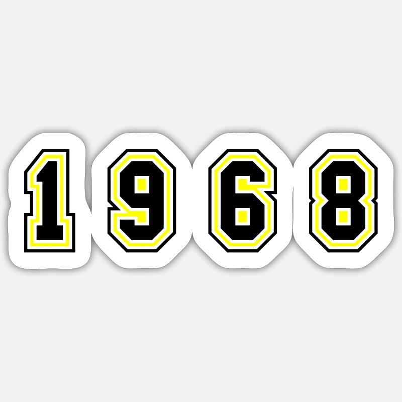 1968 Year Number - Sticker size S (10 x 10 cm) - white matte