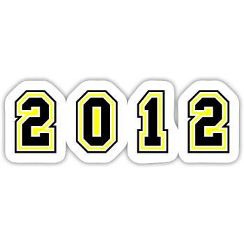 2012 Year Number - Sticker size S (10 x 10 cm) - white matte - Front