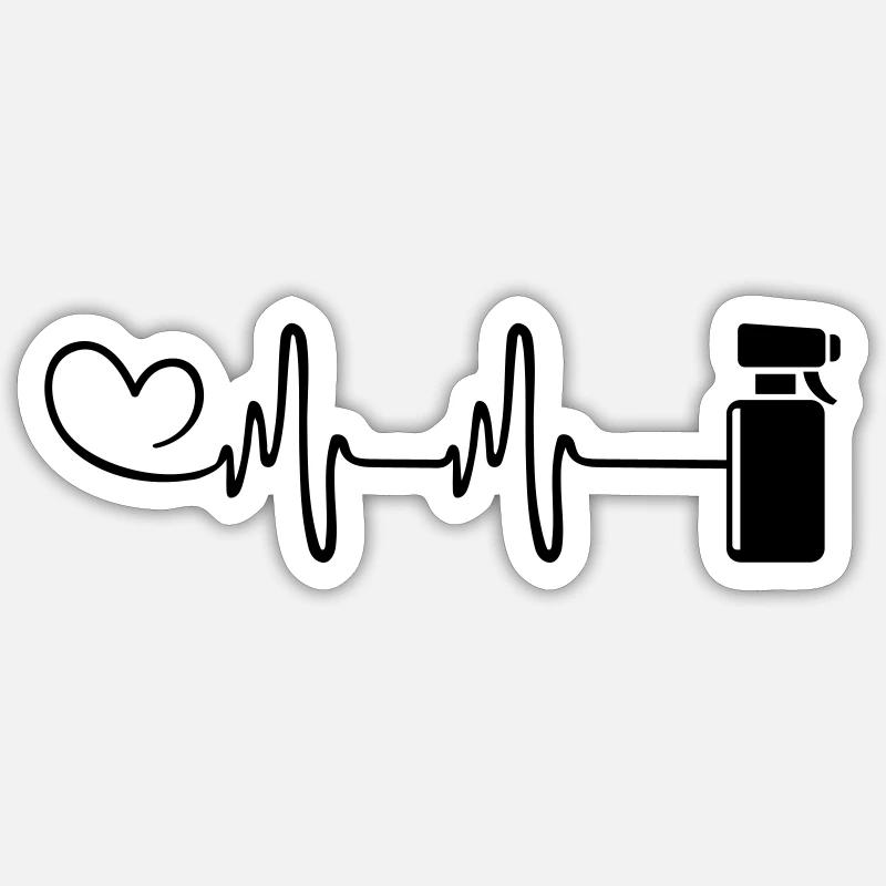 Barbier Pulse Heart Love - Sticker taille S (10 x 10 cm) - blanc mat