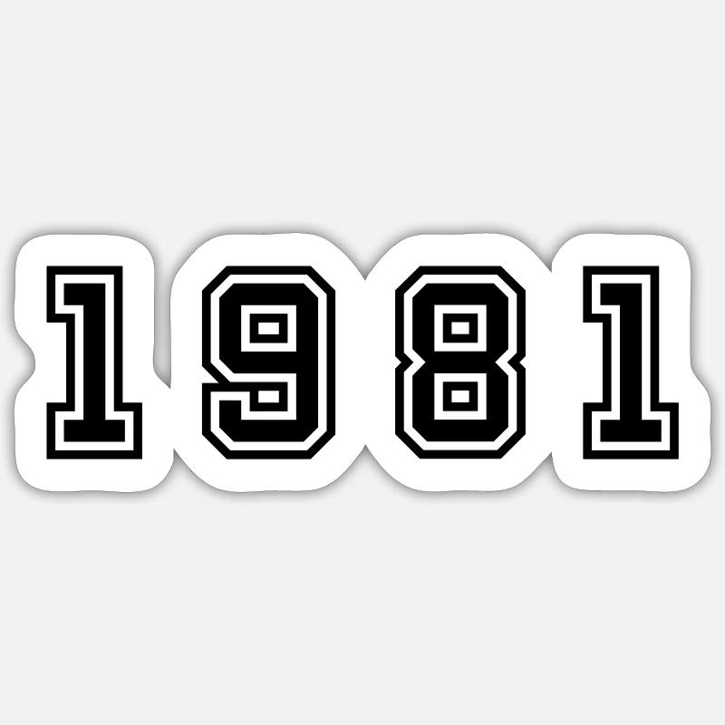 1981 Year Number - Sticker size S (10 x 10 cm) - white matte