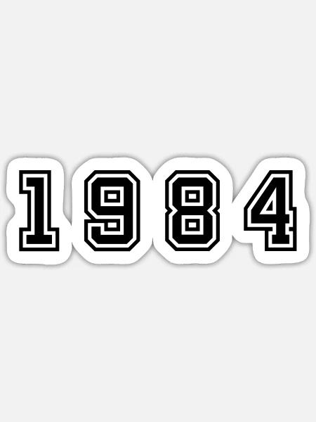 1984 Jahr Zahl - Sticker størrelse S (10 x 10 cm) - mat hvid
