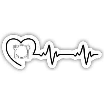Cœur pour nourriture - Sticker taille S (10 x 10 cm) - blanc mat - Devant