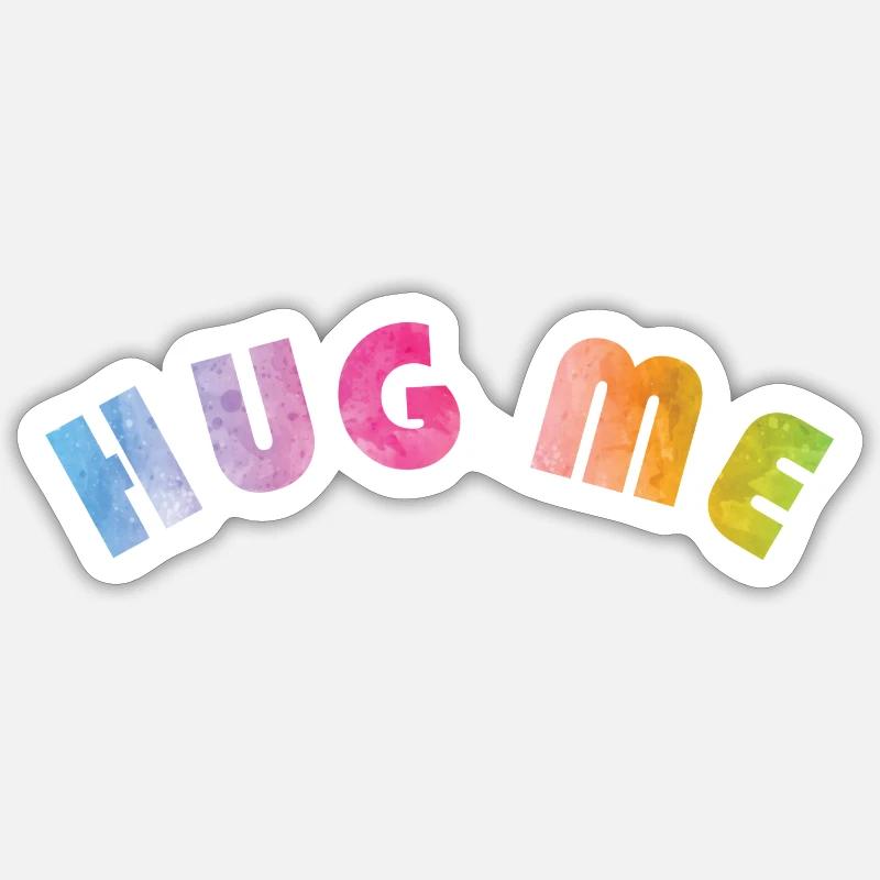 HUG ME Regenbogenfarben - Sticker Größe S (10 x 10 cm) - Mattweiß