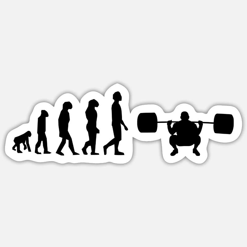 Weightlifting evolution - Sticker size S (10 x 10 cm) - white matte