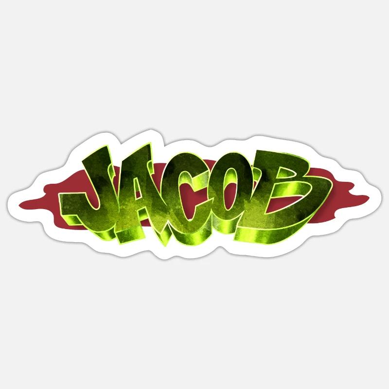 Nom de Jacob Graffiti - Sticker taille S (10 x 10 cm) - blanc mat