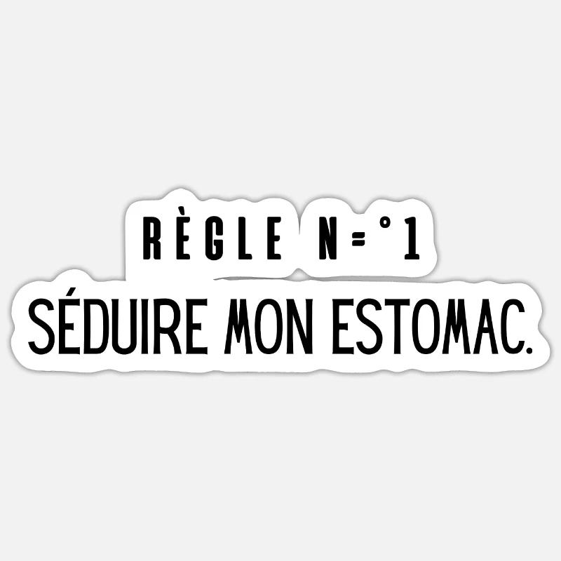 séduire mon estomac - Sticker taille S (10 x 10 cm) - blanc mat