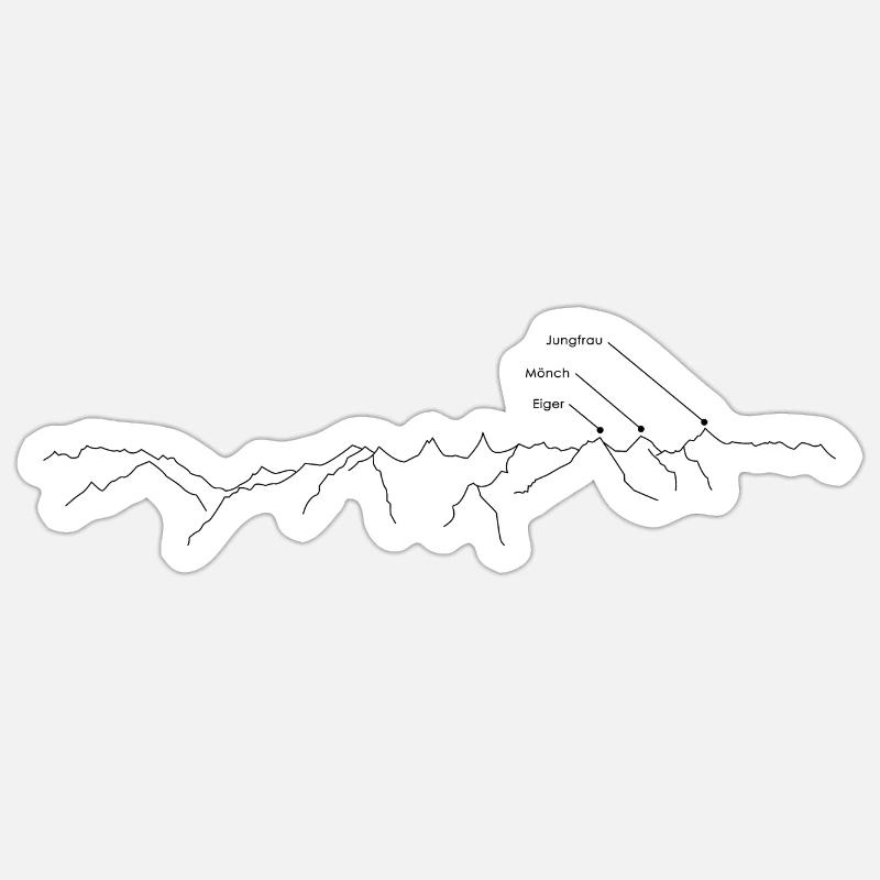 Eiger Mönch Jungfrau Panorama - Sticker size S (10 x 10 cm) - white matte