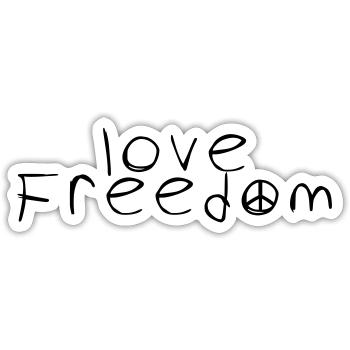 peace, love und freedom - Sticker Größe S (10 x 10 cm) - Mattweiß - Vorne