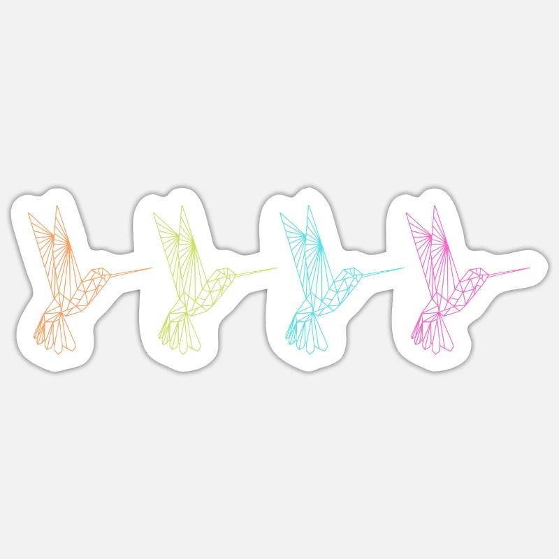 Geometric Hummingbirds - Abstract Graphics - Sticker size S (10 x 10 cm) - white matte