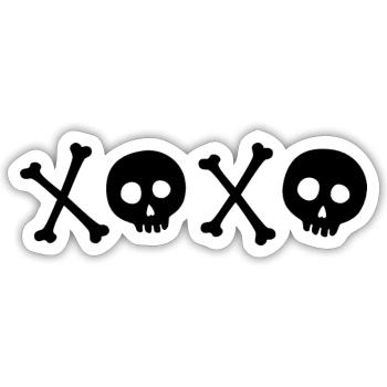 Crâne noir XOXO - Sticker taille S (10 x 10 cm) - blanc mat - Devant