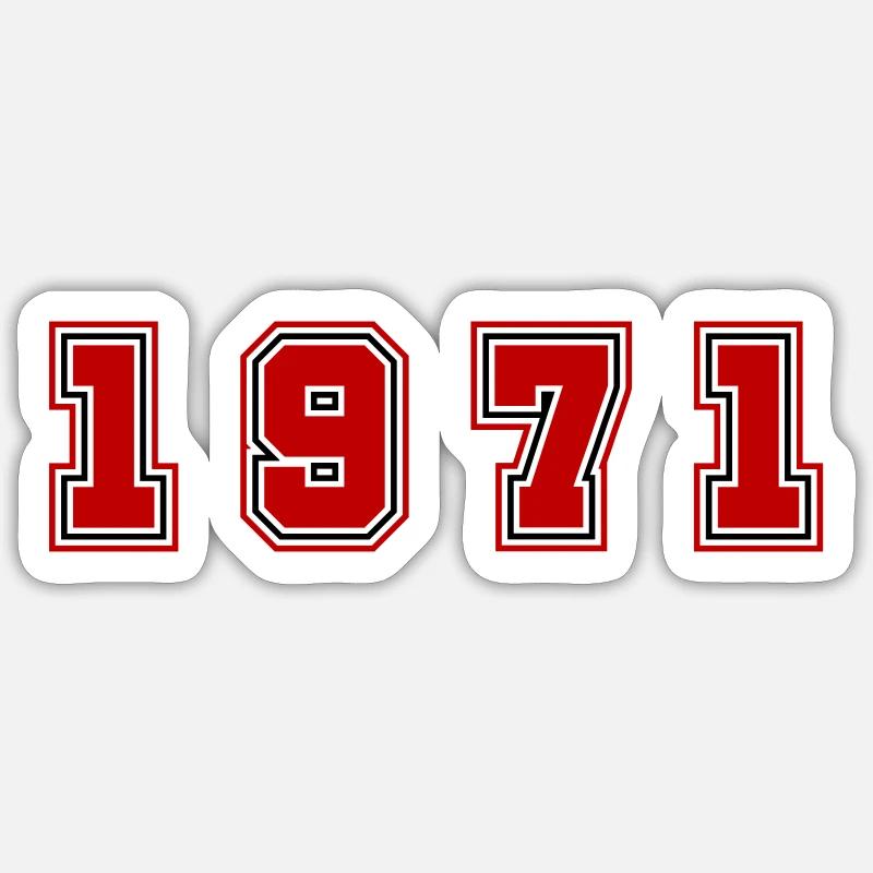 Numéro de l’année 1971 - Sticker taille S (10 x 10 cm) - blanc mat