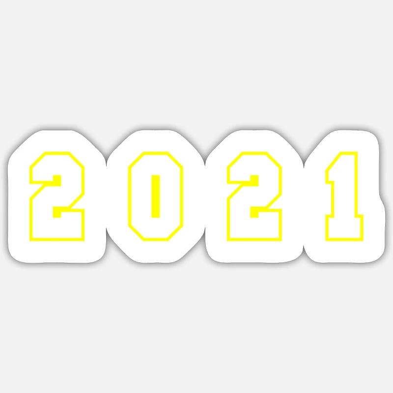 Numéro de l’année 2021 - Sticker taille S (10 x 10 cm) - blanc mat