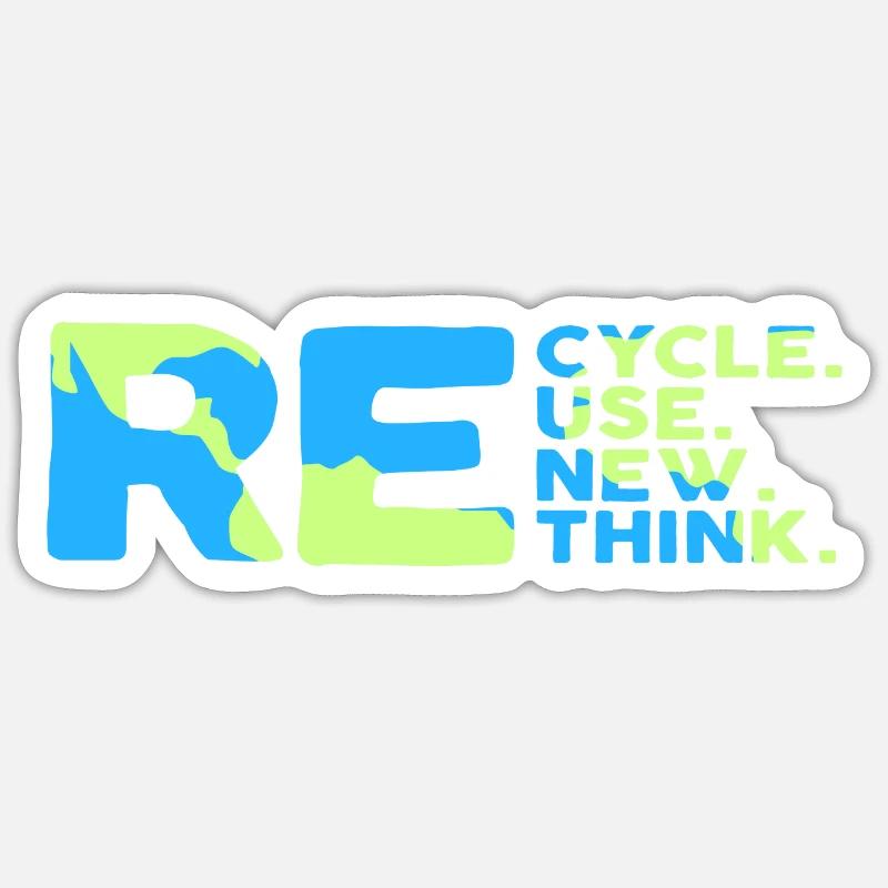 ReRecycler Réutiliser Repenser Repenser - Sticker taille S (10 x 10 cm) - blanc mat