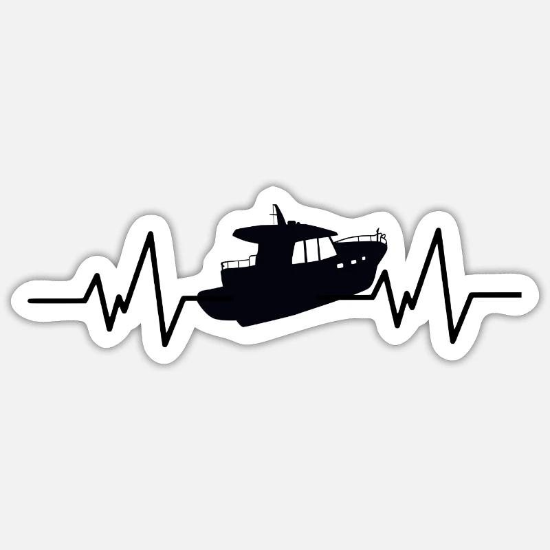 Herzschlag Boot Mototbot - Sticker Größe S (10 x 10 cm) - Mattweiß