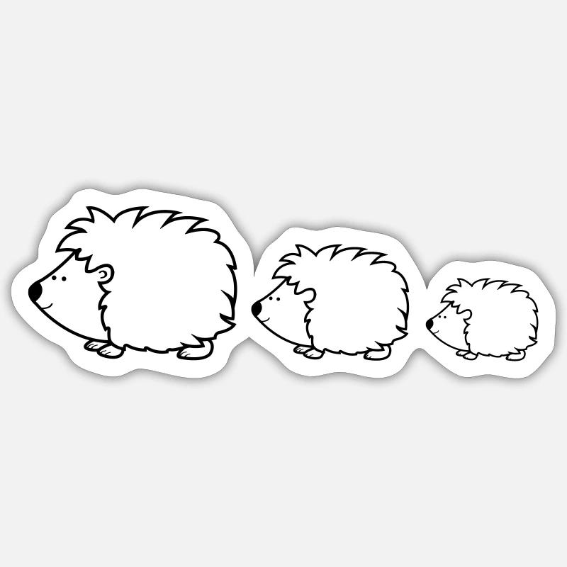 Famille Hedgehog - Sticker taille S (10 x 10 cm) - blanc mat